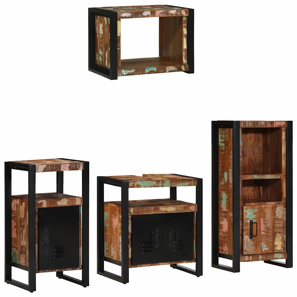 Bathroom Furniture Set with Drawer 4 pcs Solid Reclaim Wood