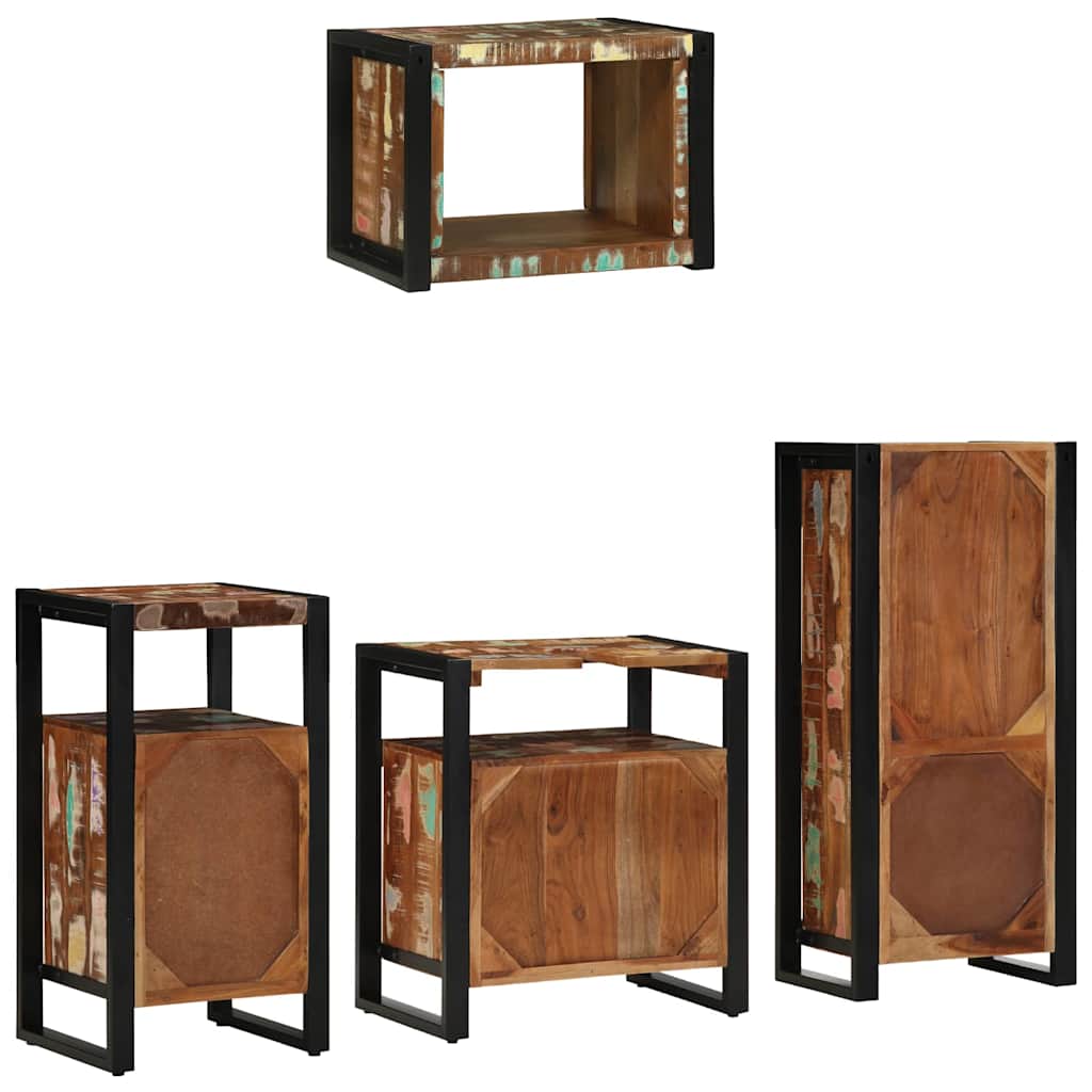 Bathroom Furniture Set with Drawer 4 pcs Solid Reclaim Wood