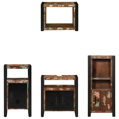 Bathroom Furniture Set with Drawer 4 pcs Solid Reclaim Wood