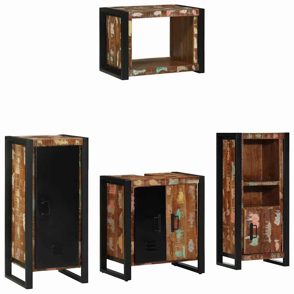 Bathroom Furniture Set with Drawer 4 pcs Solid Reclaim Wood