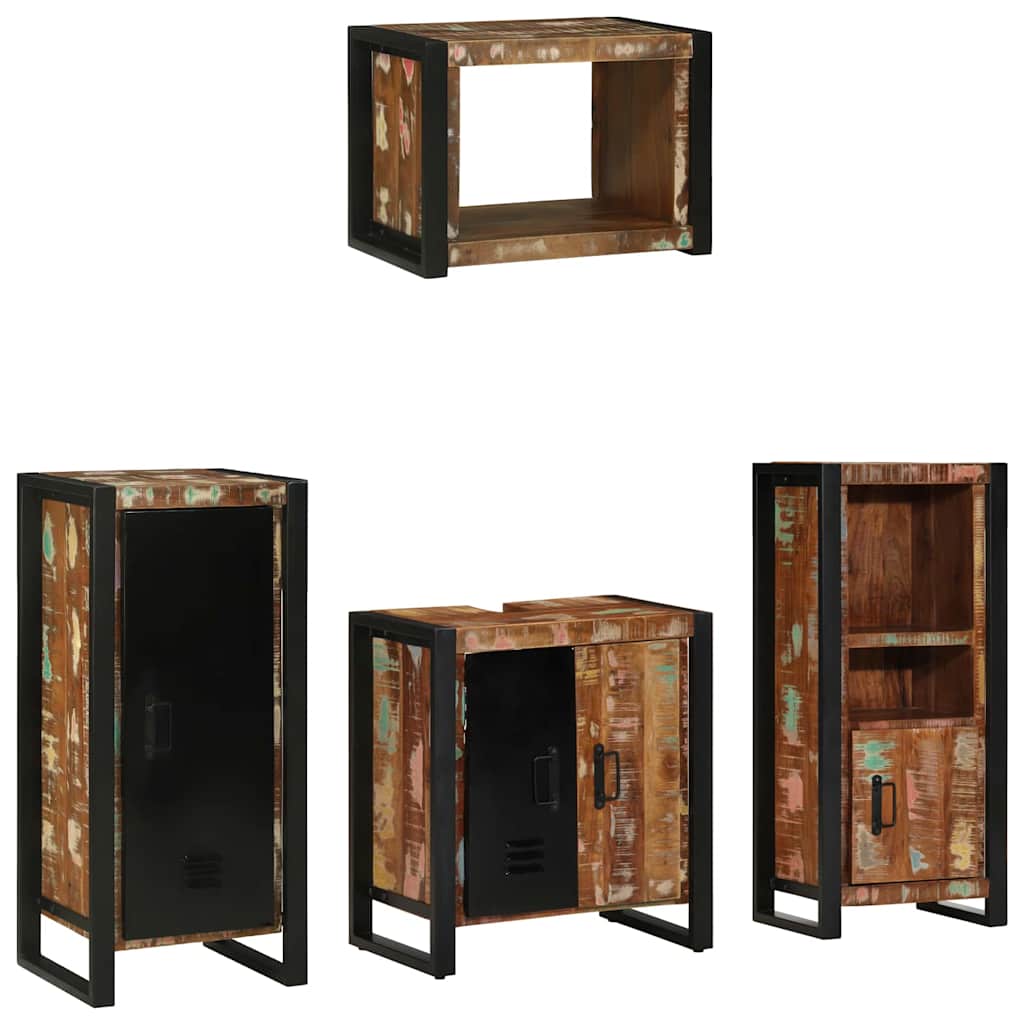 Bathroom Furniture Set with Drawer 4 pcs Solid Reclaim Wood
