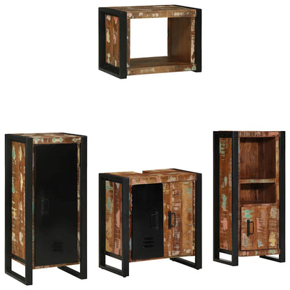 Bathroom Furniture Set with Drawer 4 pcs Solid Reclaim Wood