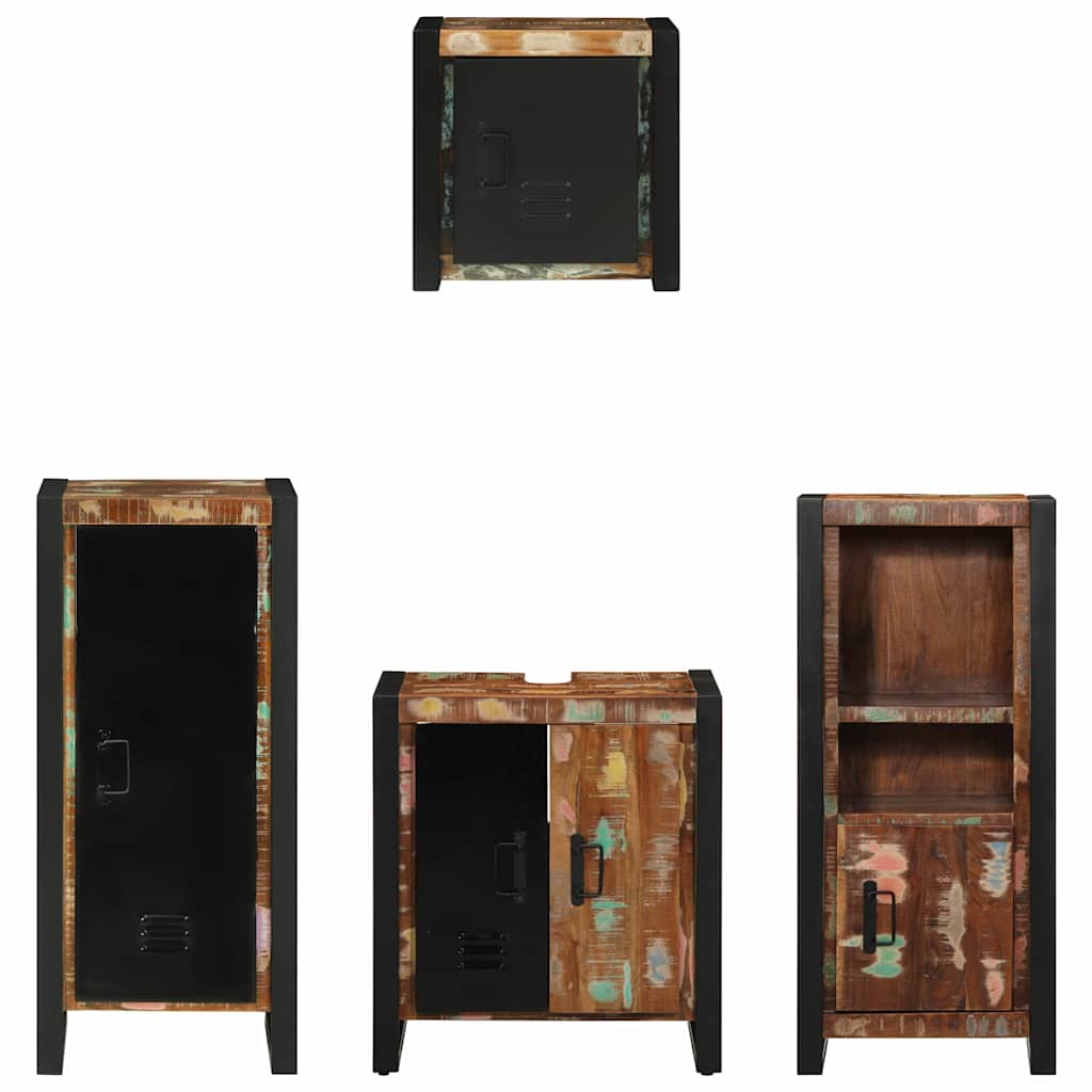 Bathroom Furniture Set with Drawer 4 pcs Solid Reclaim Wood