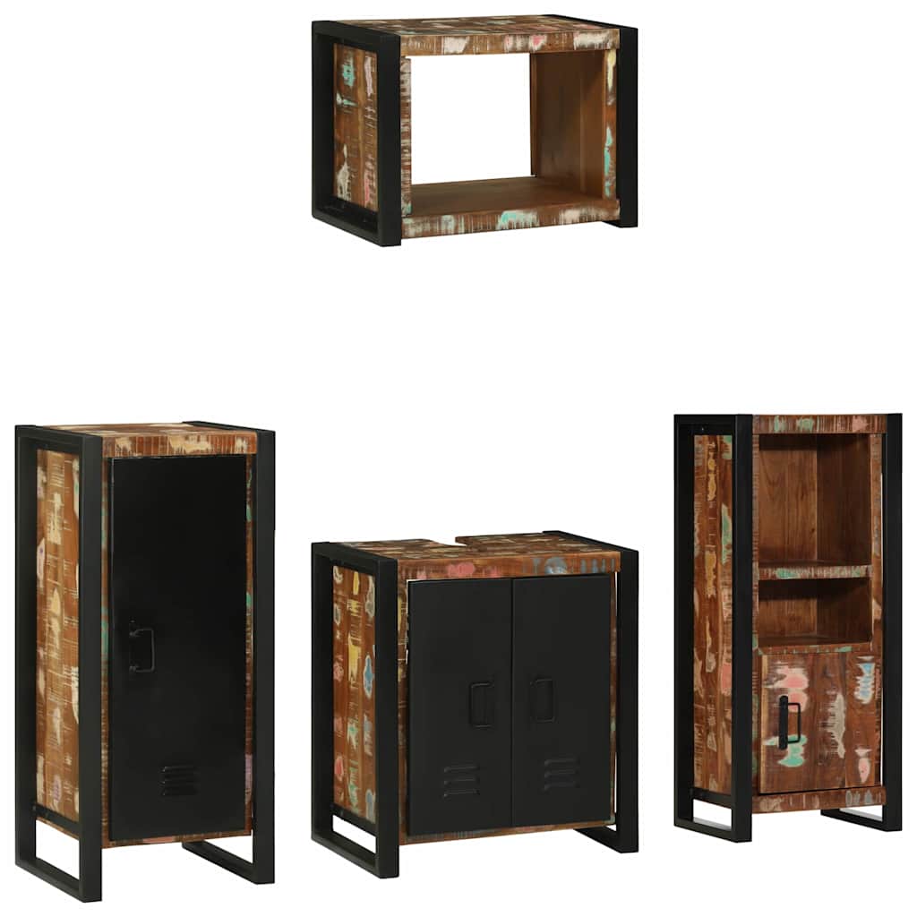 Bathroom Furniture Set with Drawer 4 pcs Solid Reclaim Wood