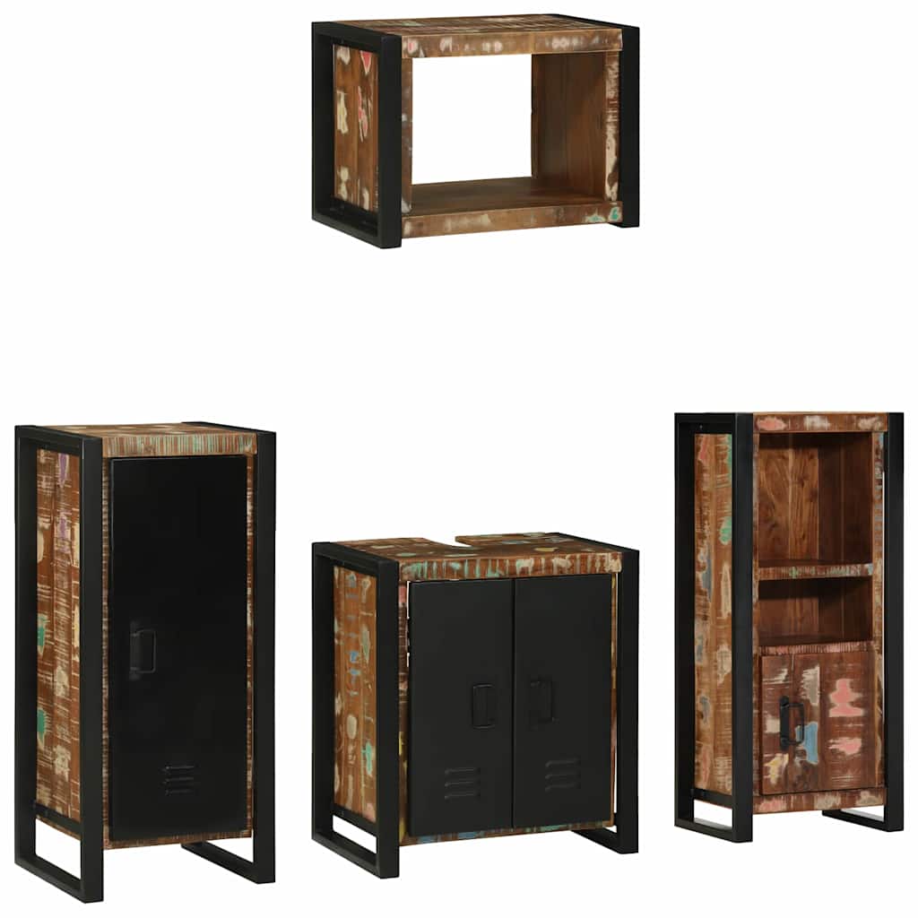 Bathroom Furniture Set with Drawer 4 pcs Solid Reclaim Wood