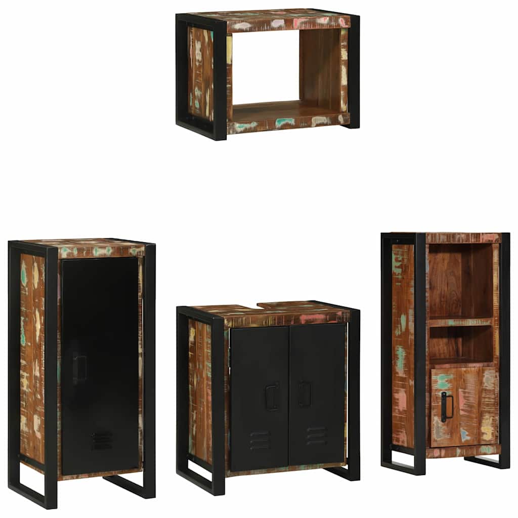 Bathroom Furniture Set with Drawer 4 pcs Solid Reclaim Wood