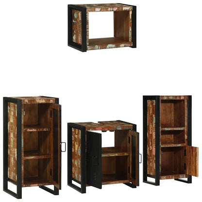 Bathroom Furniture Set with Drawer 4 pcs Solid Reclaim Wood