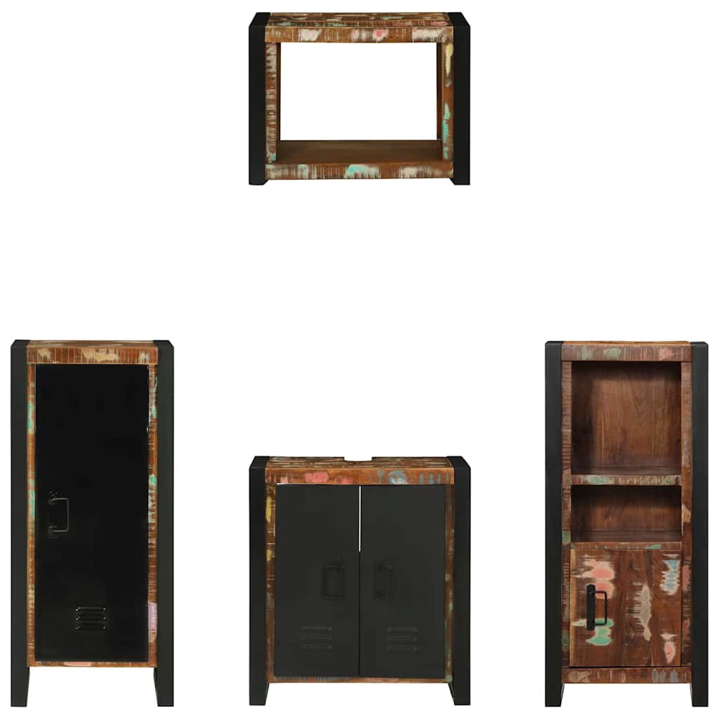 Bathroom Furniture Set with Drawer 4 pcs Solid Reclaim Wood