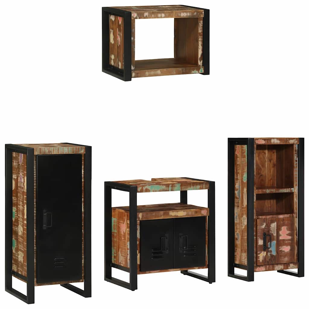 Bathroom Furniture Set with Drawer 4 pcs Solid Reclaim Wood