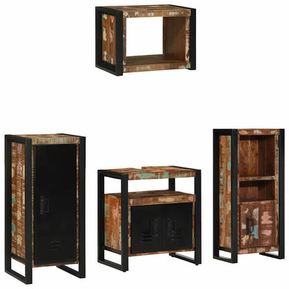 Bathroom Furniture Set with Drawer 4 pcs Solid Reclaim Wood