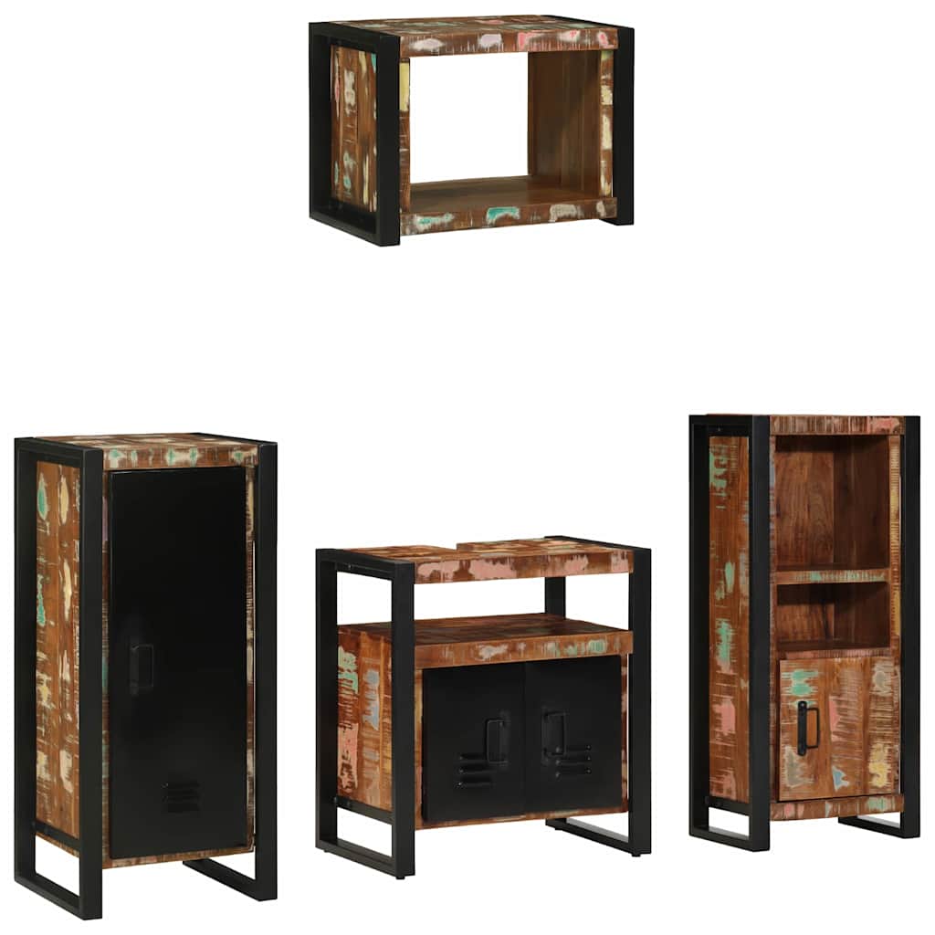 Bathroom Furniture Set with Drawer 4 pcs Solid Reclaim Wood