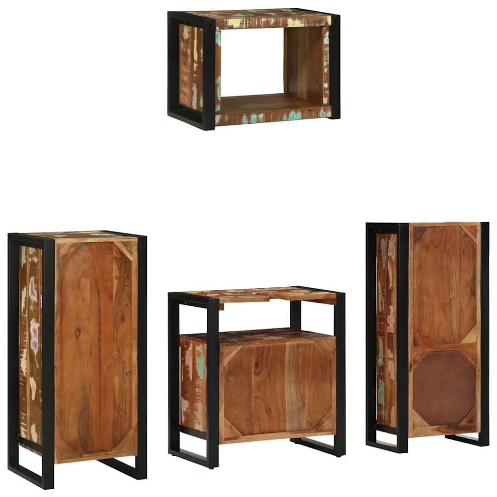 Bathroom Furniture Set with Drawer 4 pcs Solid Reclaim Wood