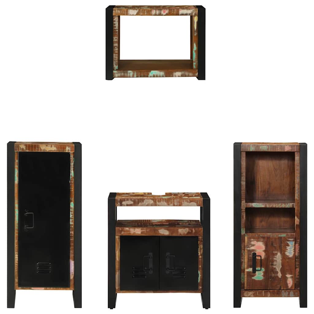 Bathroom Furniture Set with Drawer 4 pcs Solid Reclaim Wood