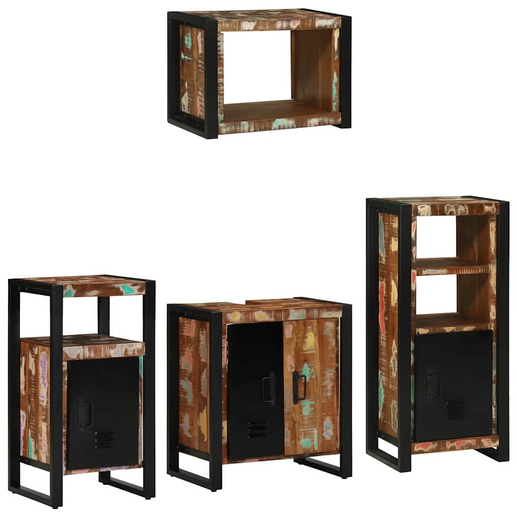 Bathroom Furniture Set with Drawer 4 pcs Solid Reclaim Wood