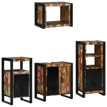 Bathroom Furniture Set with Drawer 4 pcs Solid Reclaim Wood