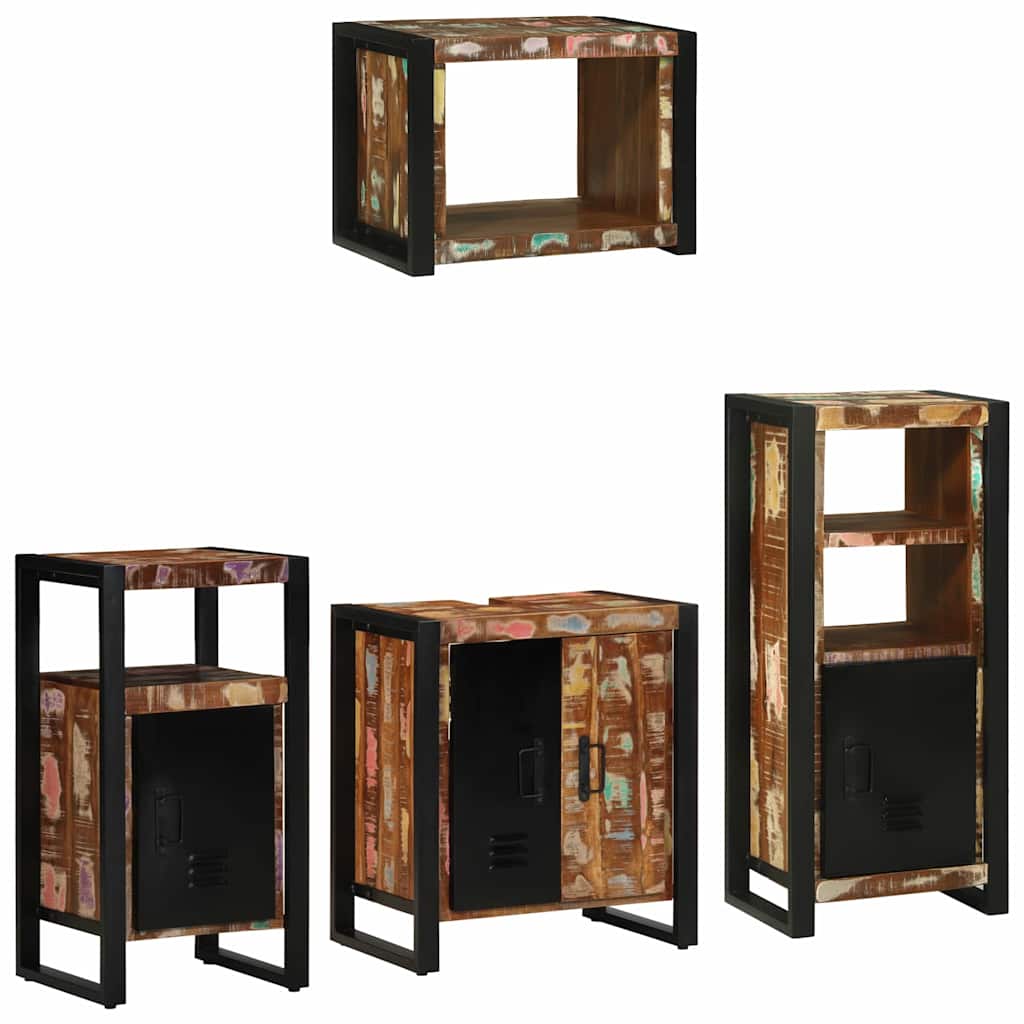 Bathroom Furniture Set with Drawer 4 pcs Solid Reclaim Wood