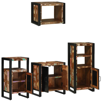 Bathroom Furniture Set with Drawer 4 pcs Solid Reclaim Wood