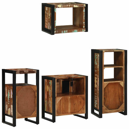 Bathroom Furniture Set with Drawer 4 pcs Solid Reclaim Wood