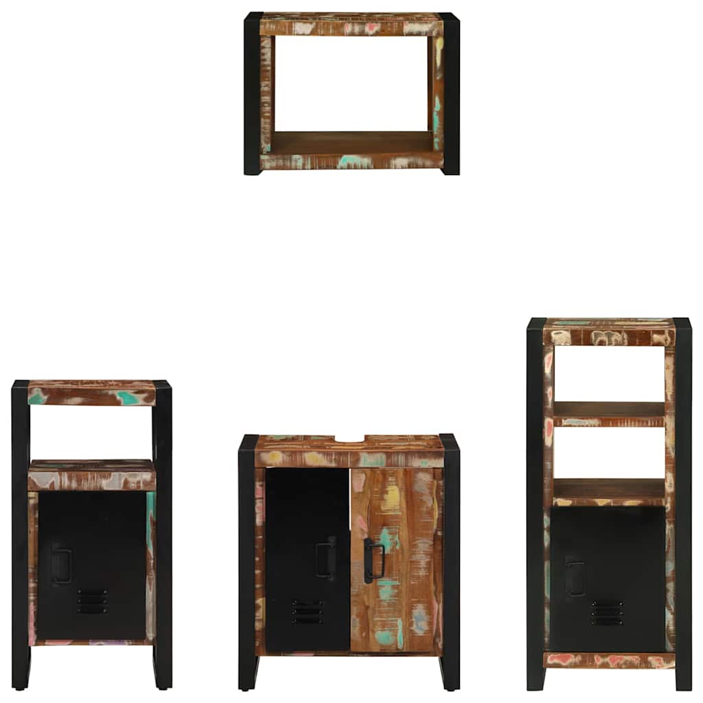 Bathroom Furniture Set with Drawer 4 pcs Solid Reclaim Wood