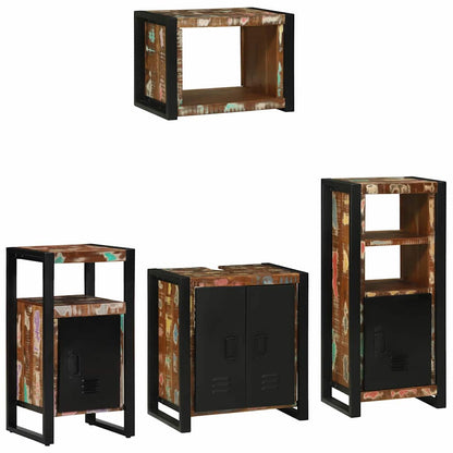 Bathroom Furniture Set with Drawer 4 pcs Solid Reclaim Wood