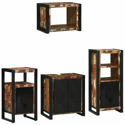 Bathroom Furniture Set with Drawer 4 pcs Solid Reclaim Wood