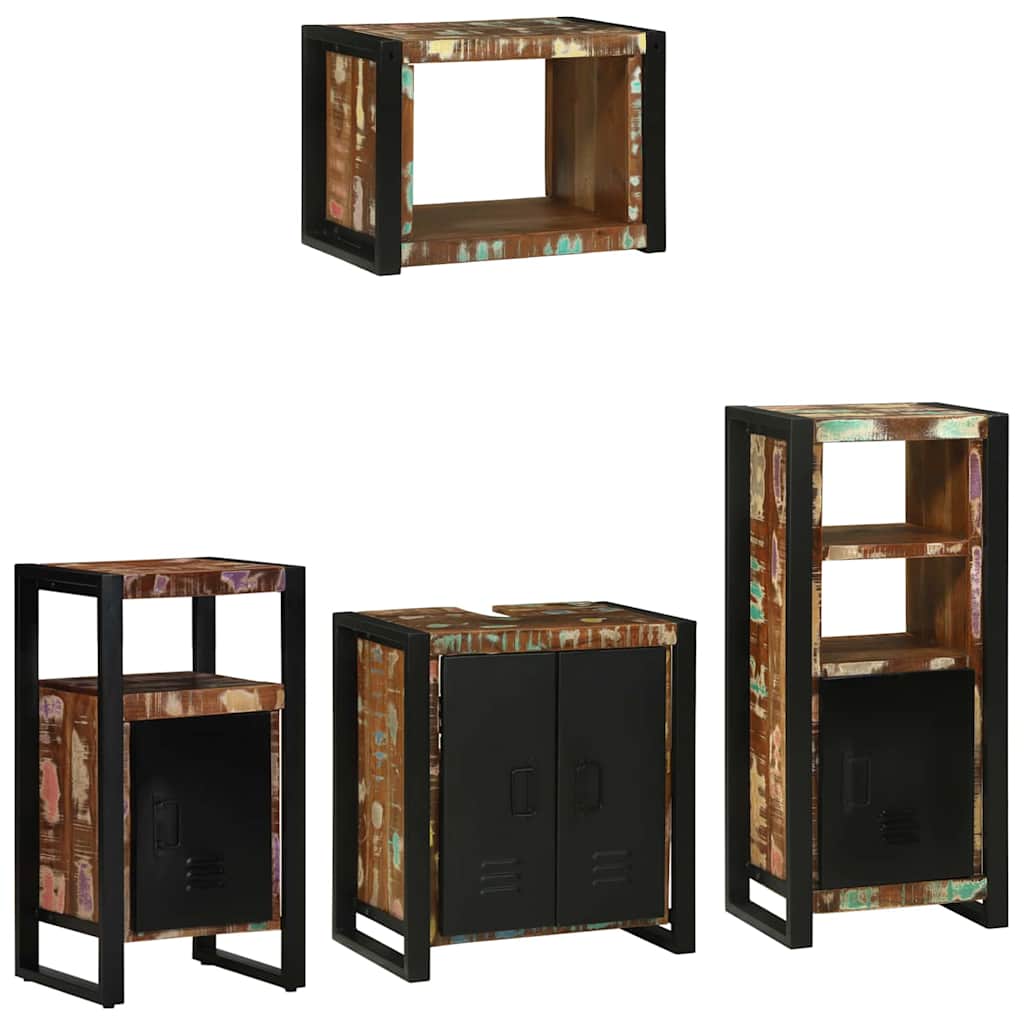 Bathroom Furniture Set with Drawer 4 pcs Solid Reclaim Wood