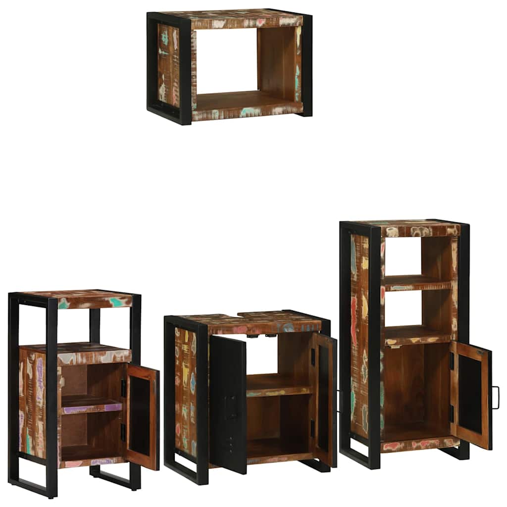 Bathroom Furniture Set with Drawer 4 pcs Solid Reclaim Wood