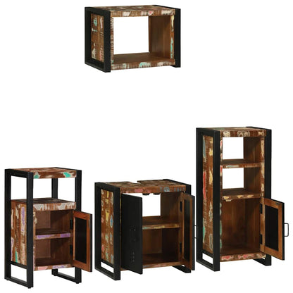 Bathroom Furniture Set with Drawer 4 pcs Solid Reclaim Wood