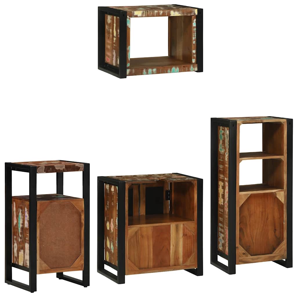 Bathroom Furniture Set with Drawer 4 pcs Solid Reclaim Wood