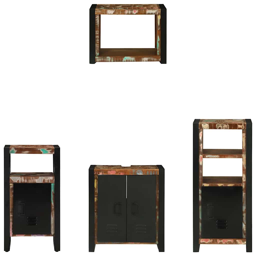 Bathroom Furniture Set with Drawer 4 pcs Solid Reclaim Wood