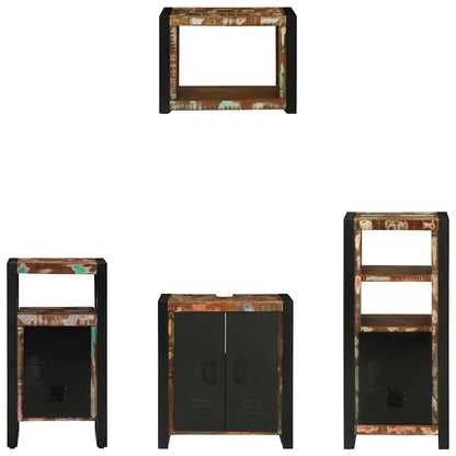 Bathroom Furniture Set with Drawer 4 pcs Solid Reclaim Wood