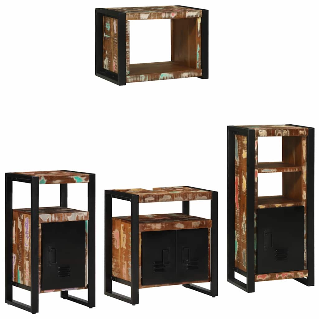 Bathroom Furniture Set with Drawer 4 pcs Solid Reclaim Wood