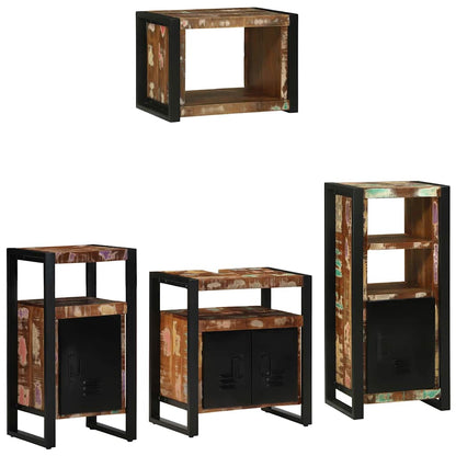 Bathroom Furniture Set with Drawer 4 pcs Solid Reclaim Wood