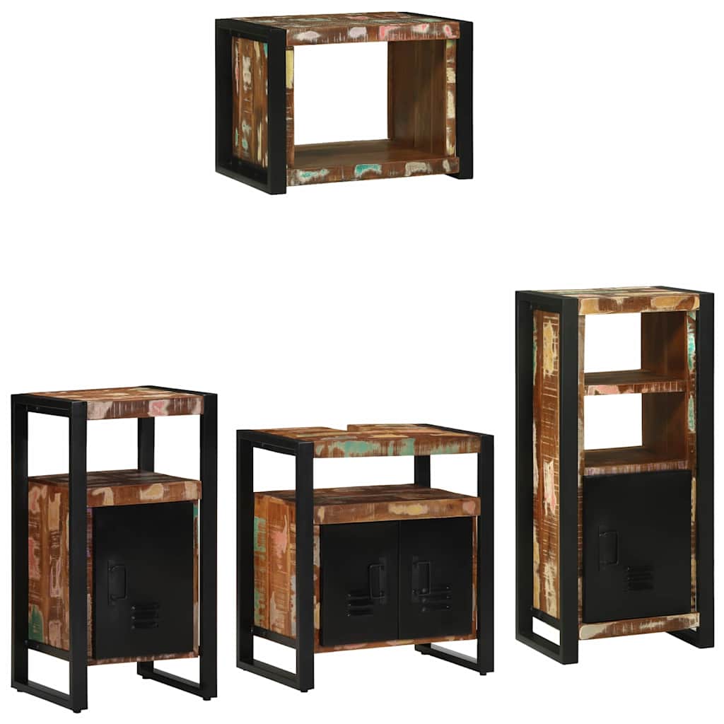 Bathroom Furniture Set with Drawer 4 pcs Solid Reclaim Wood