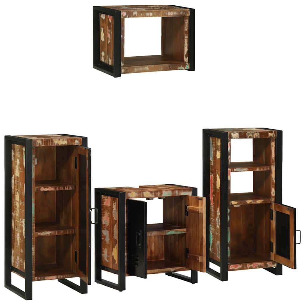 Bathroom Furniture Set with Drawer 4 pcs Solid Reclaim Wood
