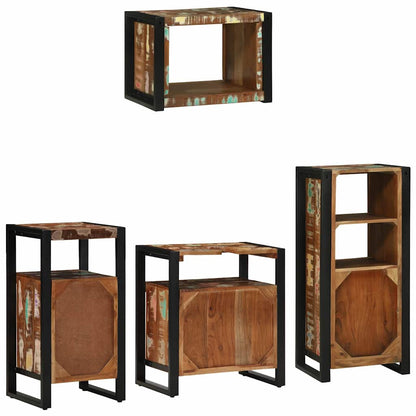 Bathroom Furniture Set with Drawer 4 pcs Solid Reclaim Wood