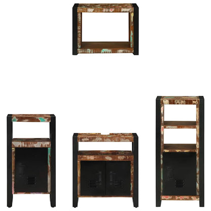 Bathroom Furniture Set with Drawer 4 pcs Solid Reclaim Wood