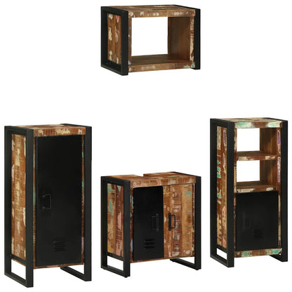 Bathroom Furniture Set with Drawer 4 pcs Solid Reclaim Wood