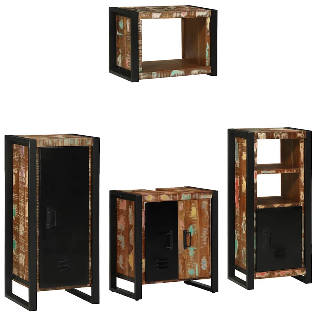 Bathroom Furniture Set with Drawer 4 pcs Solid Reclaim Wood
