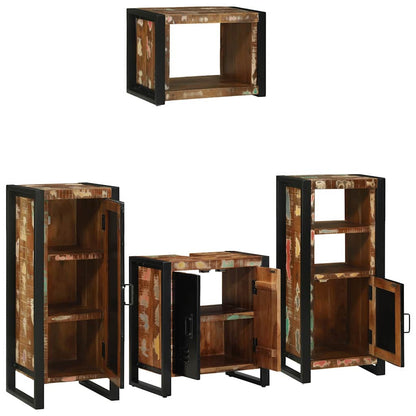 Bathroom Furniture Set with Drawer 4 pcs Solid Reclaim Wood
