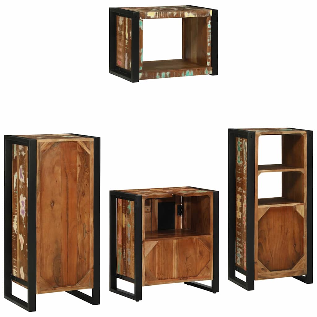Bathroom Furniture Set with Drawer 4 pcs Solid Reclaim Wood