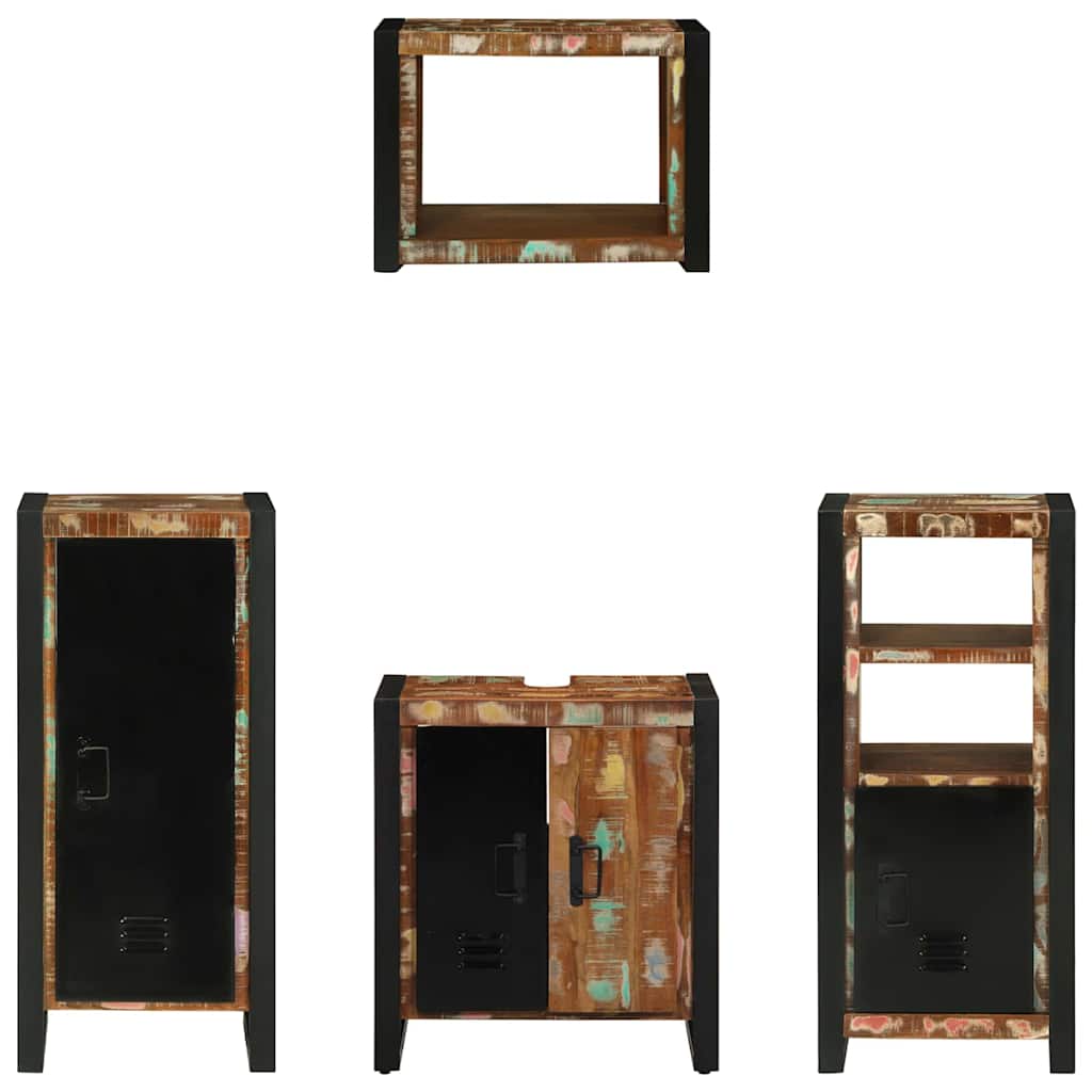 Bathroom Furniture Set with Drawer 4 pcs Solid Reclaim Wood