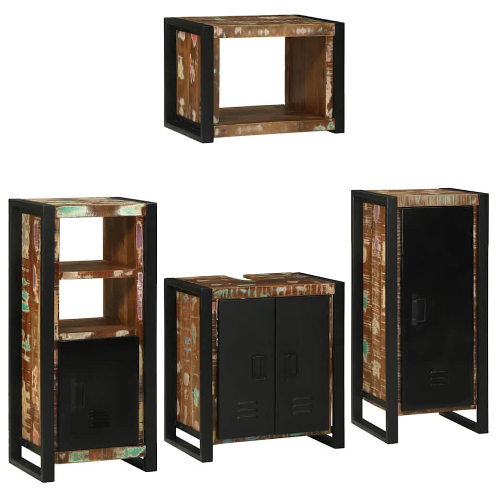Bathroom Furniture Set 4 pcs Multicolour Solid Reclaimed Wood