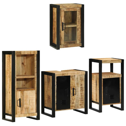 Bathroom Furniture Set 4 pcs Brown Soild Mango Wood