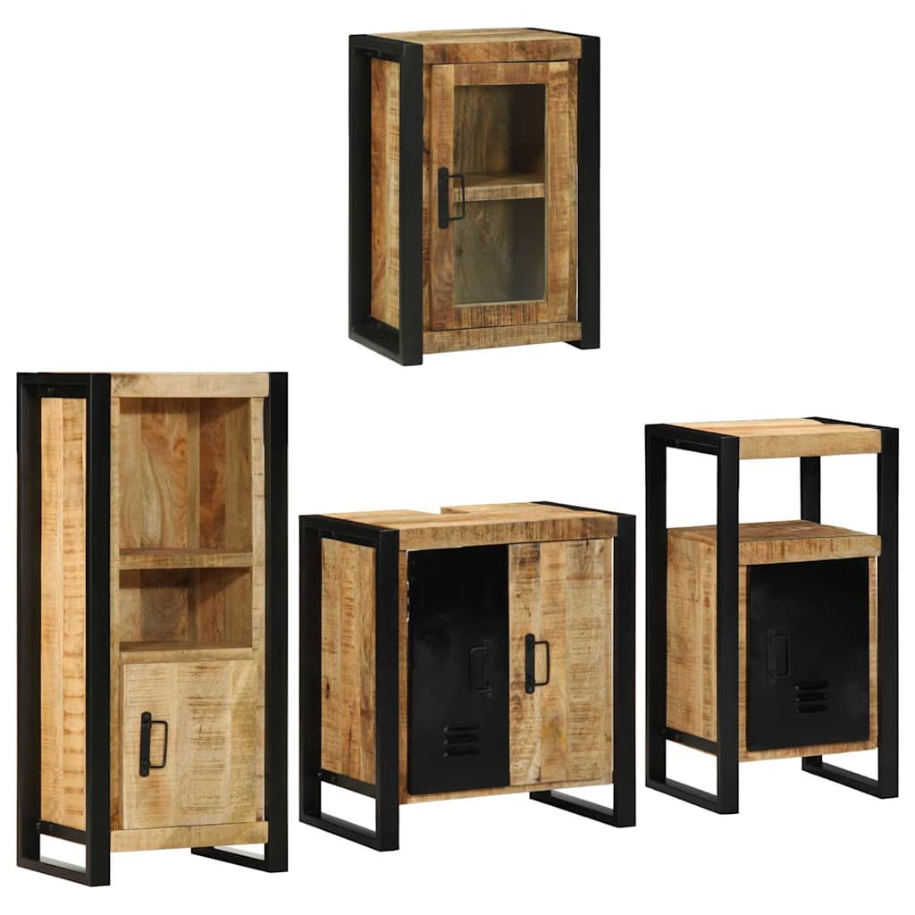 Bathroom Furniture Set 4 pcs Brown Soild Mango Wood