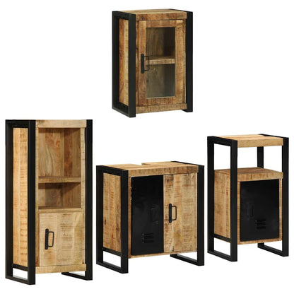 Bathroom Furniture Set 4 pcs Brown Soild Mango Wood