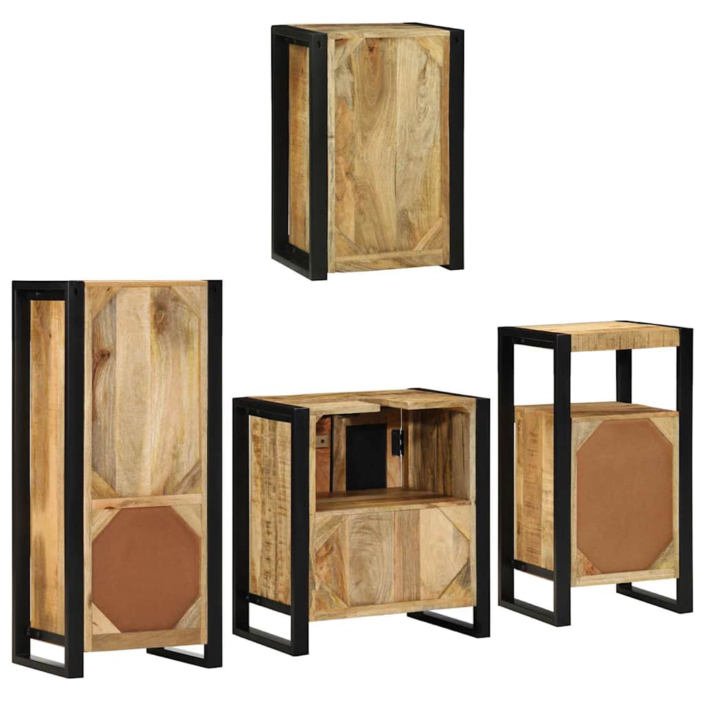 Bathroom Furniture Set 4 pcs Brown Soild Mango Wood