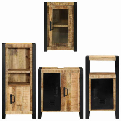 Bathroom Furniture Set 4 pcs Brown Soild Mango Wood
