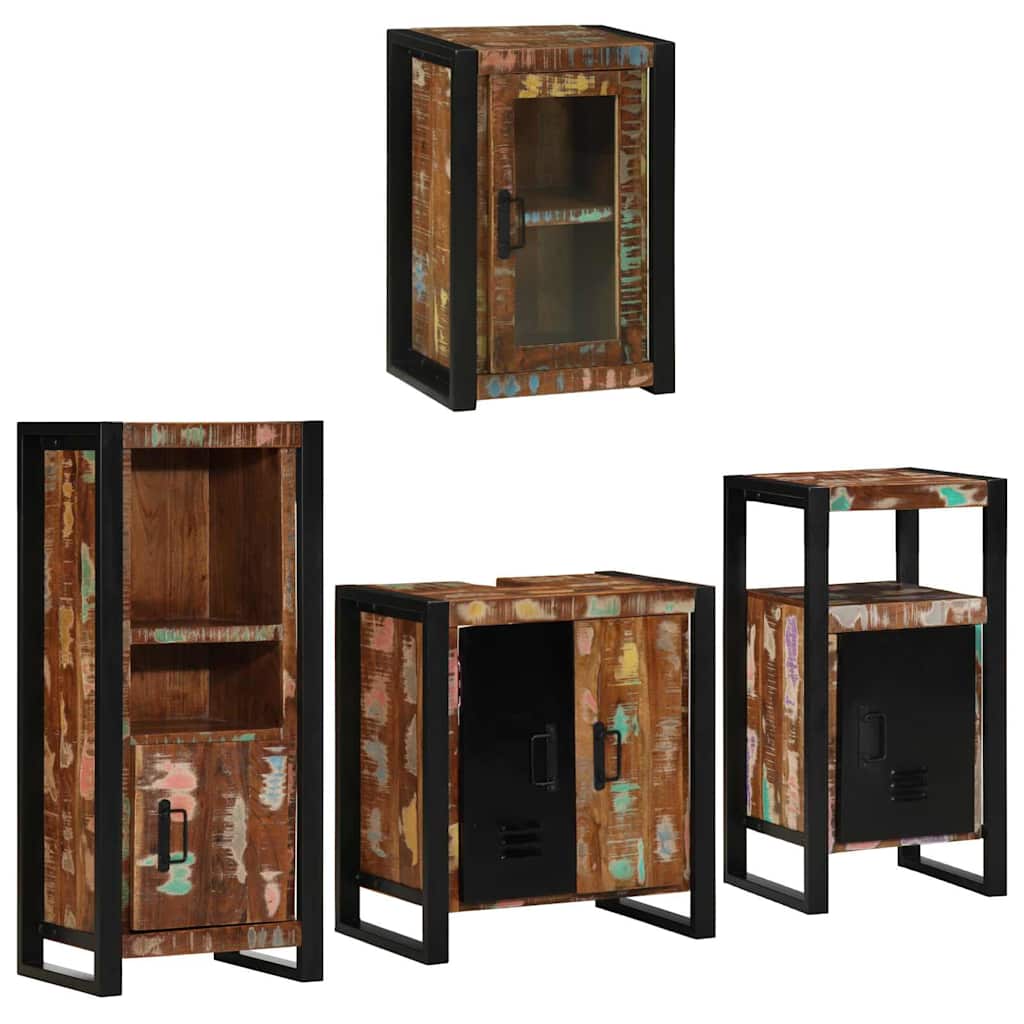 Bathroom Furniture Set 4 pcs Multicolour Solid Reclaimed Wood