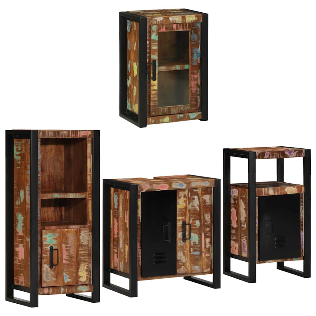 Bathroom Furniture Set 4 pcs Multicolour Solid Reclaimed Wood